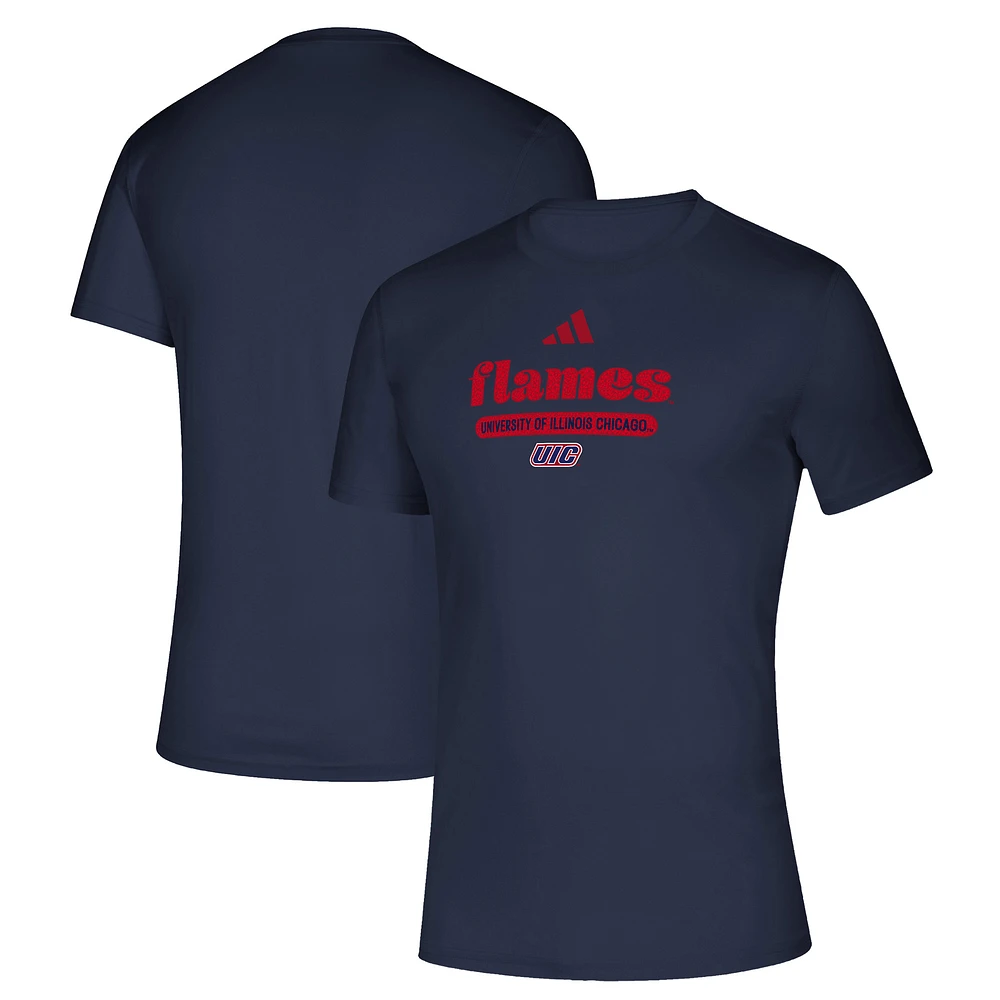 Men's adidas Navy UIC Flames Creator T-Shirt