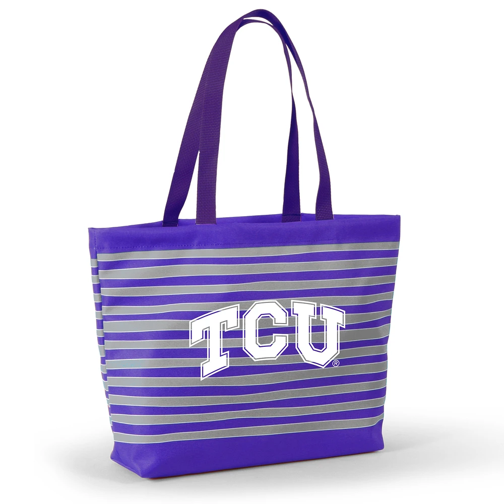 Women's Purple TCU Horned Frogs Wavy Striped Tatum Tote Bag