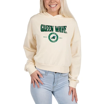Unisex Uscape Apparel Cream Tulane Green Wave Washed Pullover Hoodie