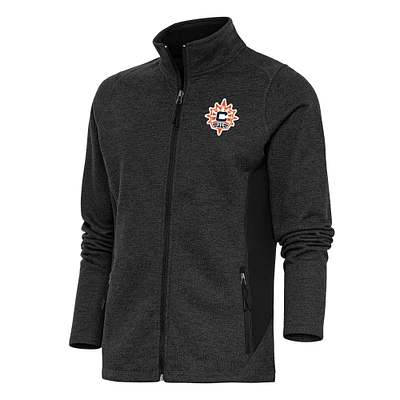 Women's Antigua Heather Black Connecticut Sun Course Full-Zip Jacket