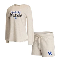 Women's Concepts Sport Cream Kentucky Wildcats Waffle Fabric Long Sleeve T-Shirt & Shorts Set