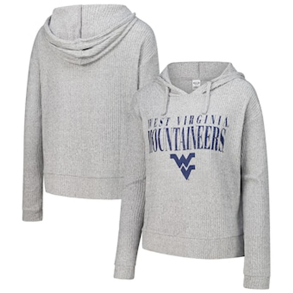 Women's Concepts Sport Heather Gray West Virginia Mountaineers Juniper Soft Modest Cropped Long Sleeve Hoodie T-Shirt