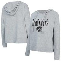 Women's Concepts Sport Grey Iowa Hawkeyes Juniper Soft Modest Cropped Long Sleeve Hoodie T-Shirt