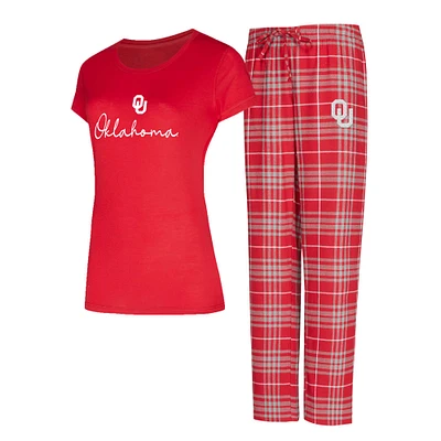 Women's Concepts Sport  Crimson Oklahoma Sooners Vector Top & Flannel Pants Sleep Set