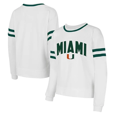 Women's Concepts Sport  White Miami Hurricanes Borough French Terry Arch Over Long Sleeve T-Shirt