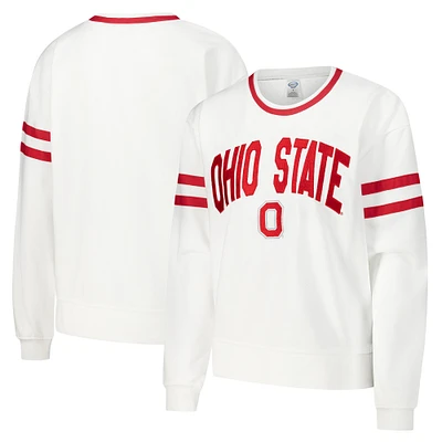 Women's Concepts Sport  White Ohio State Buckeyes Borough French Terry Arch Over Long Sleeve T-Shirt