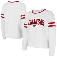 Women's Concepts Sport  White Arkansas Razorbacks Borough French Terry Arch Over Long Sleeve T-Shirt