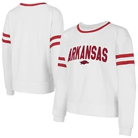 Women's Concepts Sport  White Arkansas Razorbacks Borough French Terry Arch Over Long Sleeve Top