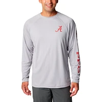 Men's Columbia Gray Alabama Crimson Tide Big & Tall Terminal Tackle Omni-Shade Long Sleeve T-Shirt