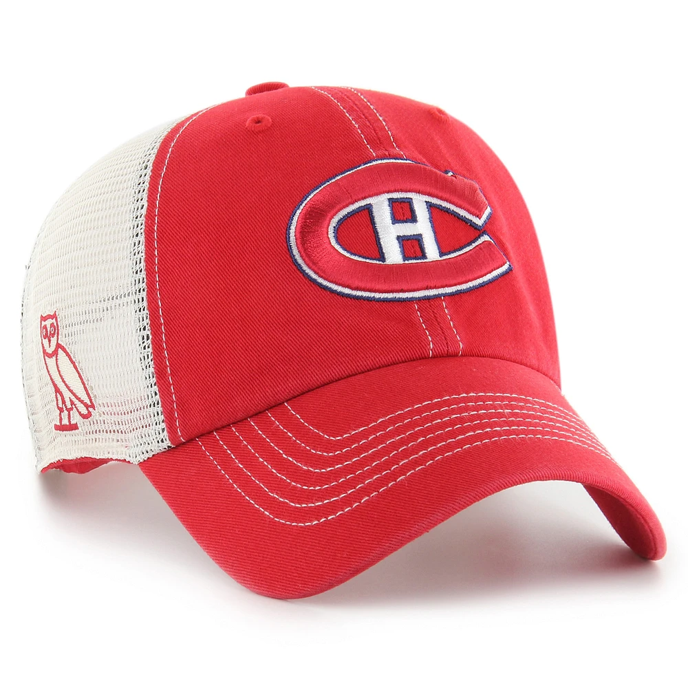 Men's '47  Red/Cream Montreal Canadiens NHL x OVO Trawler Trucker Clean Up Adjustable Hat