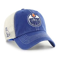 Men's '47  Blue/Cream Edmonton Oilers NHL x OVO Trawler Trucker Clean Up Adjustable Hat