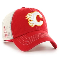 Men's '47  Red/Cream Calgary Flames NHL x OVO Trawler Trucker Clean Up Adjustable Hat