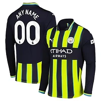 Men's Puma Navy Manchester City 2024/25 Away Replica Long Sleeve Custom Jersey
