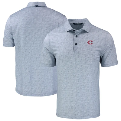 Men's Cutter & Buck Gray Cincinnati Reds Pike Eco Pebble Print Stretch Recycled Polo
