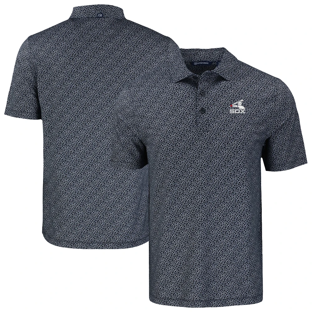Men's Cutter & Buck Black Chicago White Sox Pike Eco Pebble Print Stretch Recycled Polo