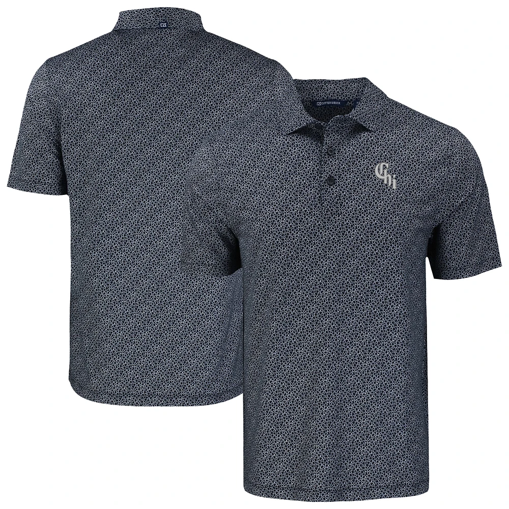 Men's Cutter & Buck Black Chicago White Sox Pike Eco Pebble Print Stretch Recycled Polo