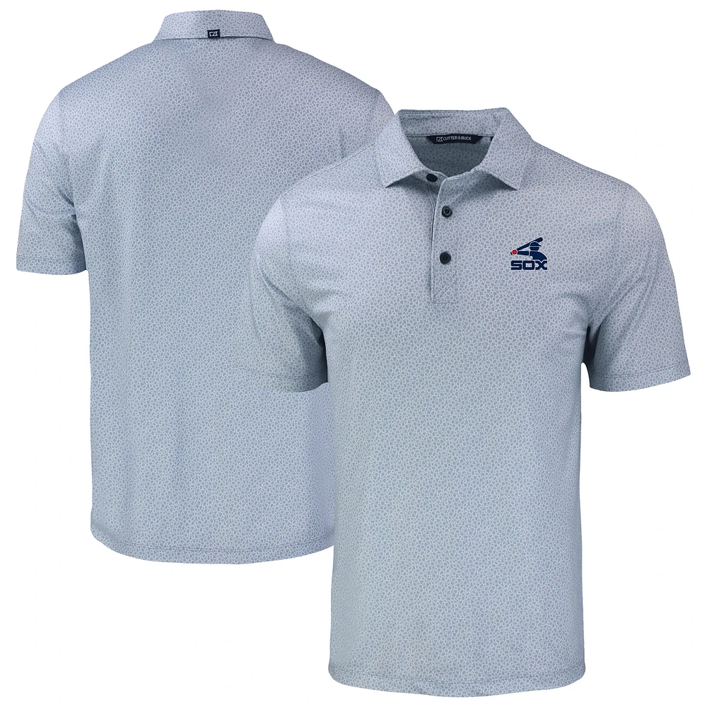 Men's Cutter & Buck Gray Chicago White Sox Pike Eco Pebble Print Stretch Recycled Polo