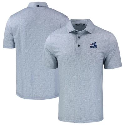 Men's Cutter & Buck Gray Chicago White Sox Pike Eco Pebble Print Stretch Recycled Polo