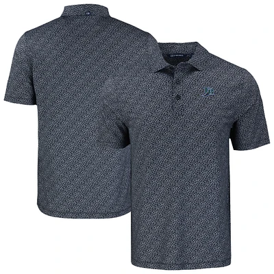 Men's Cutter & Buck Black Tampa Bay Rays Pike Eco Pebble Print Stretch Recycled Polo