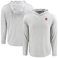 Men's Cutter & Buck Gray Chicago Cubs Coastline Epic Comfort Recycled Eco Hoodie Long Sleeve T-Shirt