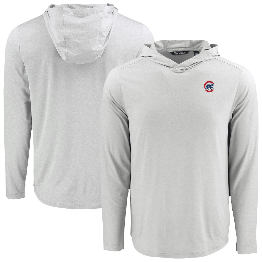 Men's Cutter & Buck Gray Chicago Cubs Coastline Epic Comfort Recycled Eco Hoodie Long Sleeve T-Shirt