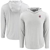 Men's Cutter & Buck Gray Chicago Cubs Coastline Epic Comfort Recycled Eco Hoodie Long Sleeve T-Shirt