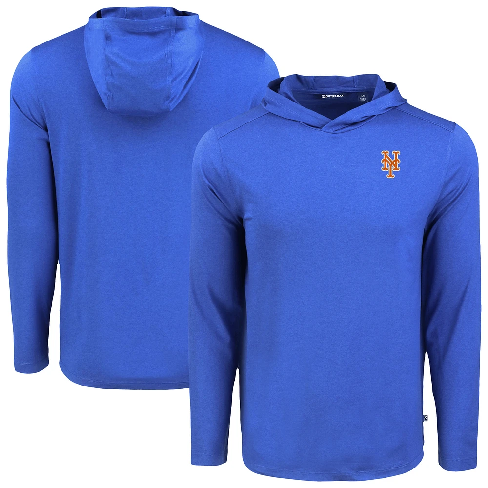Men's Cutter & Buck Royal New York Mets Coastline Epic Comfort Recycled Eco Hoodie Long Sleeve T-Shirt