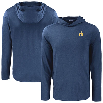 Men's Cutter & Buck Navy Seattle Mariners Coastline Epic Comfort Recycled Eco Hoodie Long Sleeve T-Shirt