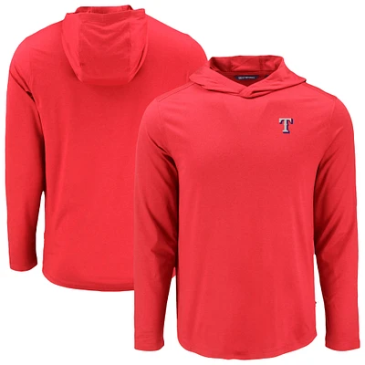 Men's Cutter & Buck Red Texas Rangers Coastline Epic Comfort Recycled Eco Hoodie Long Sleeve T-Shirt