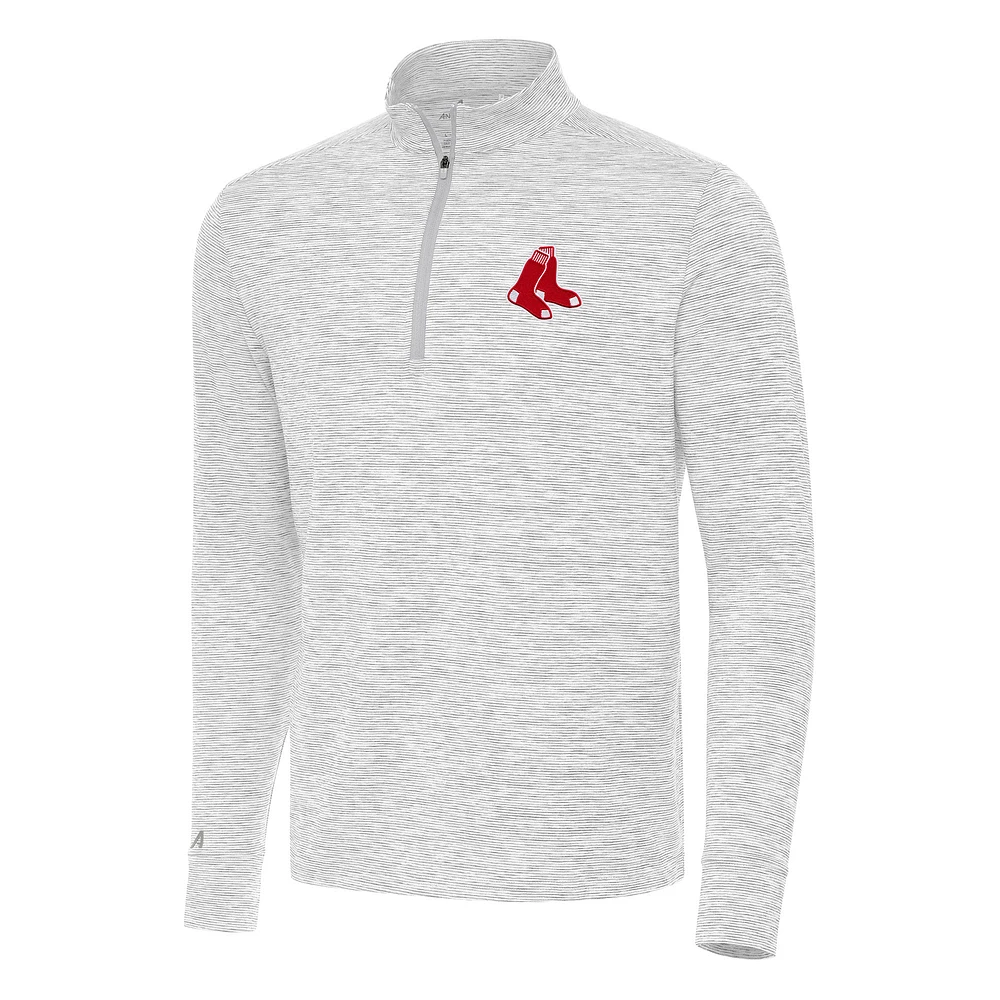 Men's Antigua Gray/White Boston Red Sox Cause Quarter-Zip Top