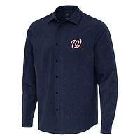 Men's Antigua Navy Washington Nationals Exposure Long Sleeve Button-Up Shirt