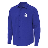 Men's Antigua Royal Los Angeles Dodgers Exposure Long Sleeve Button-Up Shirt