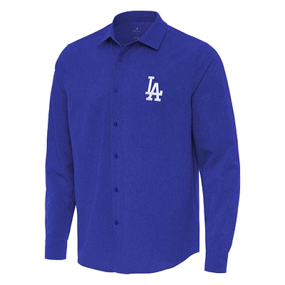 Men's Antigua Royal Los Angeles Dodgers Exposure Long Sleeve Button-Up Shirt