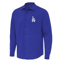 Men's Antigua Royal Los Angeles Dodgers Exposure Long Sleeve Button-Up Shirt