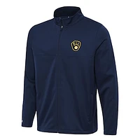 Men's Antigua Navy Milwaukee Brewers Links 2 Full-Zip Golf Jacket