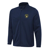 Men's Antigua Navy Milwaukee Brewers Links 2 Full-Zip Golf Jacket