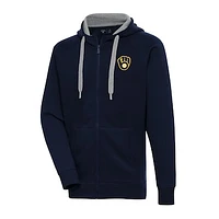 Men's Antigua Navy Milwaukee Brewers Big & Tall Victory Full-Zip Hoodie Jacket
