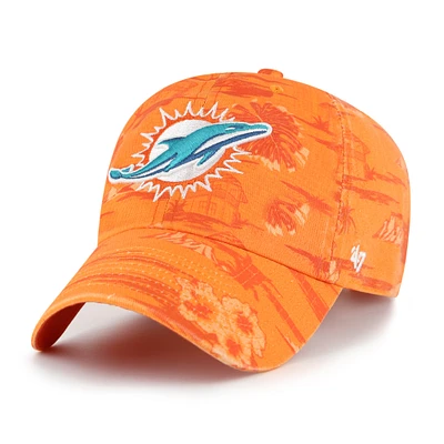 Men's '47  Orange Miami Dolphins Fiji Clean Up Adjustable Hat