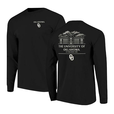 Men's Black Oklahoma Sooners Comfort Colors Campus Nights Long Sleeve T-Shirt