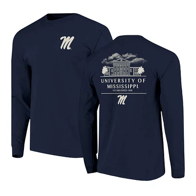 Men's Navy Ole Miss Rebels Comfort Colors Campus Nights Long Sleeve T-Shirt