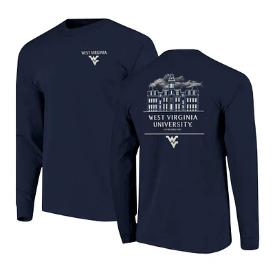 Men's Navy West Virginia Mountaineers Comfort Colors Campus Nights Long Sleeve T-Shirt