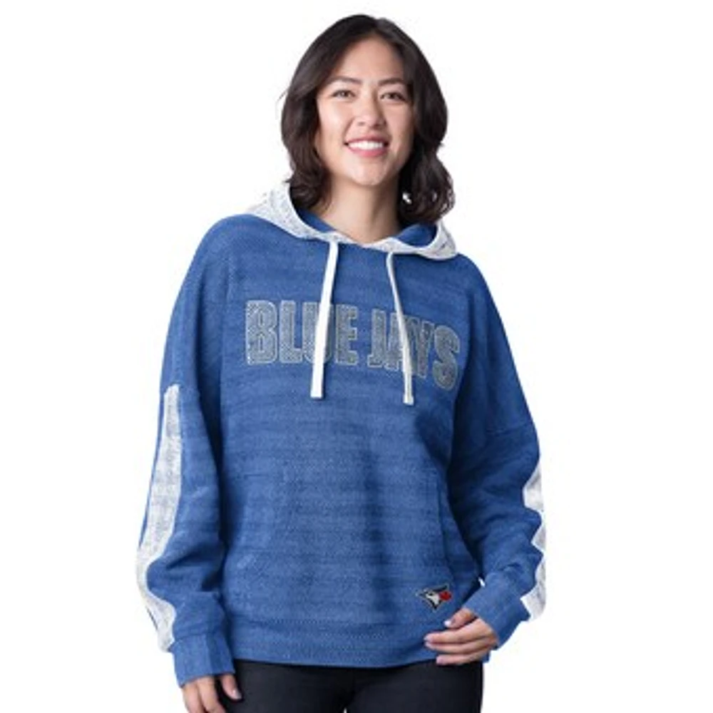 Women's G-III 4Her by Carl Banks  Blue Toronto Jays Heavy Hitter Herringbone Pullover Hoodie