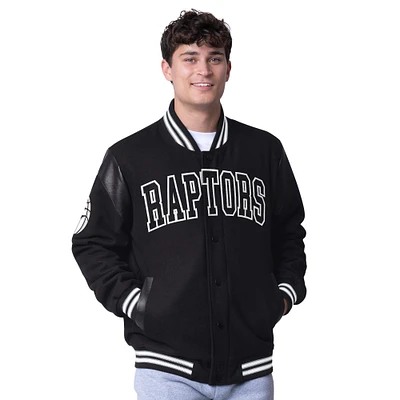 Men's G-III Sports by Carl Banks Black Toronto Raptors Clutch Hitter Full-Snap Varsity Jacket