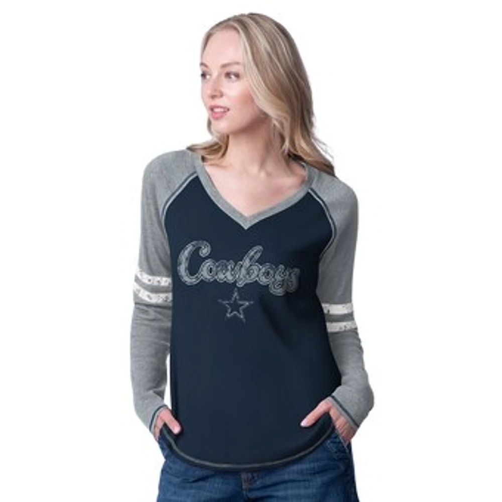 Women's G-III 4Her by Carl Banks Navy/Silver Dallas Cowboys Winner Long Sleeve T-Shirt