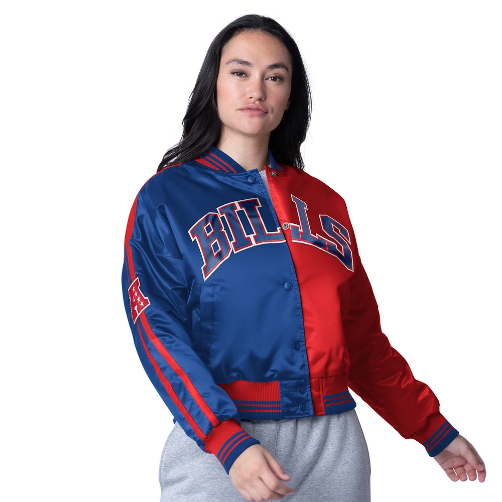 Women's Starter  Blue Buffalo Bills Zone Blitz Cropped Varsity Full-Snap Jacket