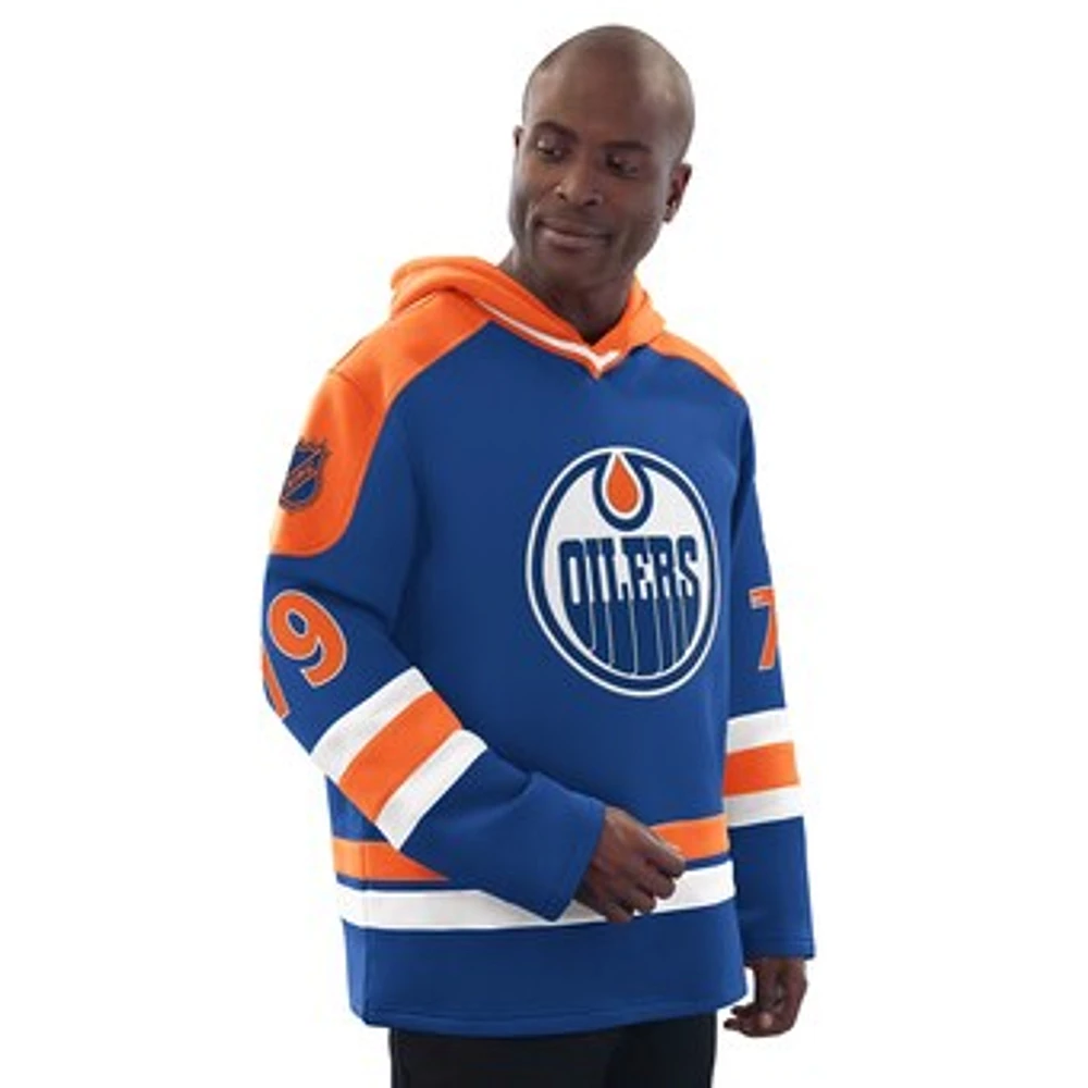 Men's Starter  Blue Edmonton Oilers Sweeper Fashion Jersey Pullover Sweatshirt