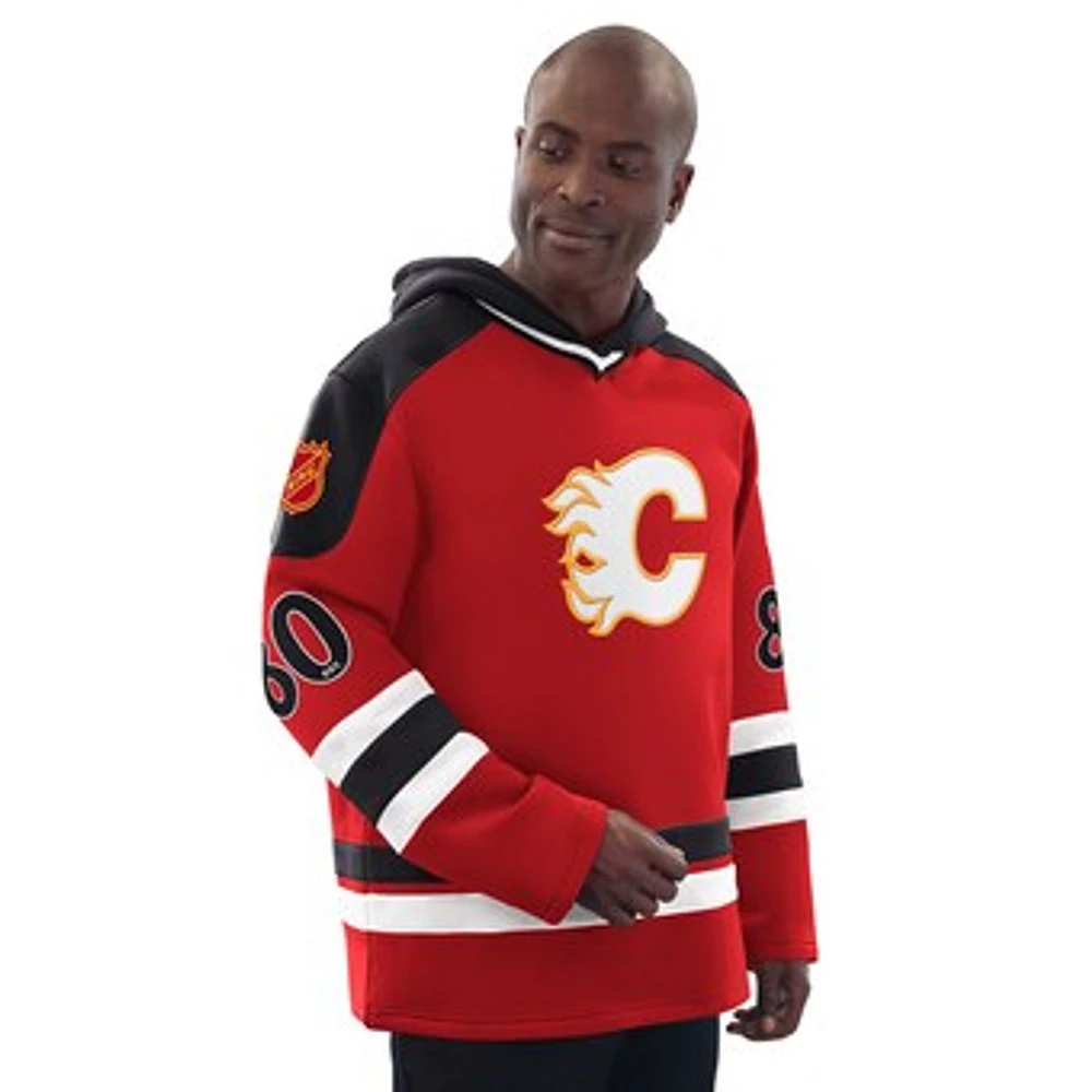 Men's Starter  Red Calgary Flames Sweeper Fashion Jersey Pullover Sweatshirt