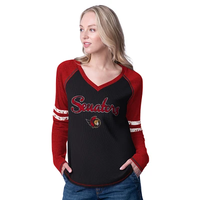 Women's G-III 4Her by Carl Banks  Black Ottawa Senators Winner Long Sleeve T-Shirt