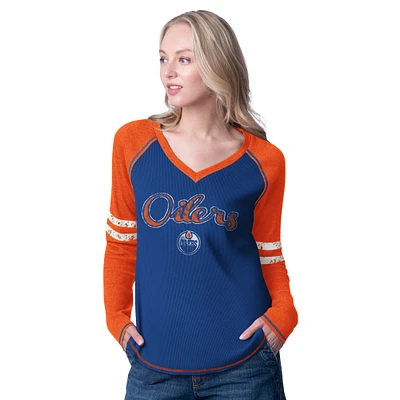 Women's G-III 4Her by Carl Banks  Blue Edmonton Oilers Winner Long Sleeve T-Shirt