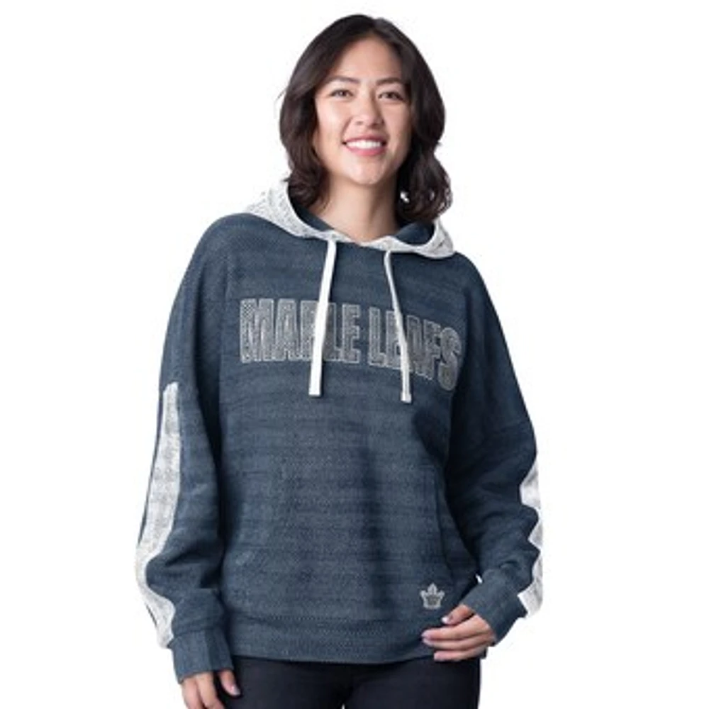 Women's G-III 4Her by Carl Banks  Gray Toronto Maple Leafs Heavy Hitter Herringbone Pullover Hoodie